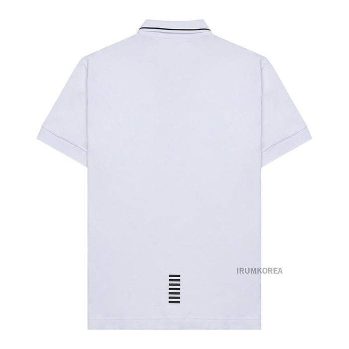 EA7 Men's Logo Print Polo Shirt White Cotton