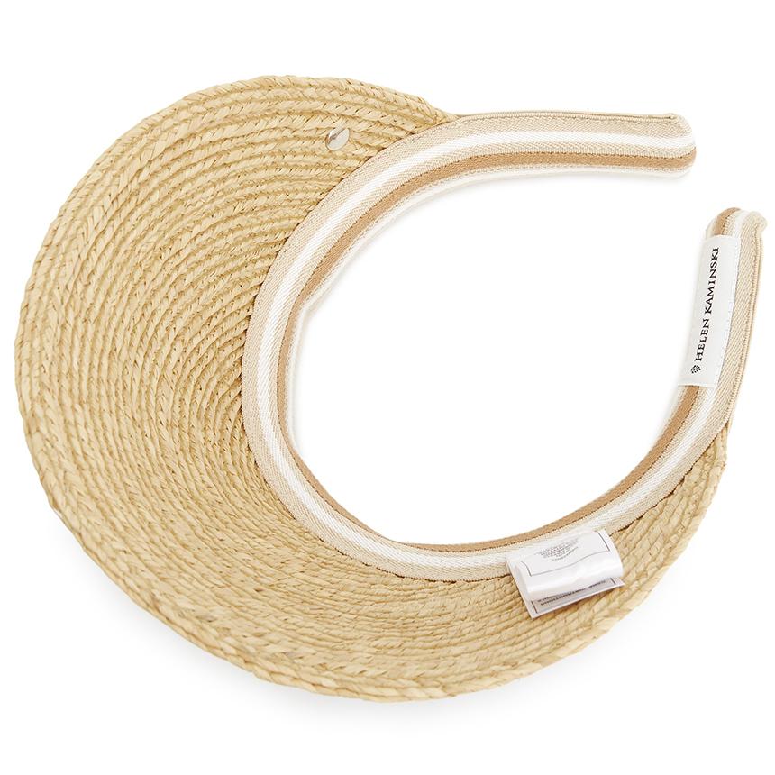 HELEN KAMINSKI Women's Raffia Striped Sun Visor HAT50265 NATURAL NOUGAT STRIPE