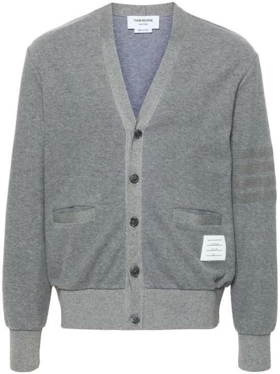 THOM BROWNE Cotton 4-Bar V-Neck Cardigan