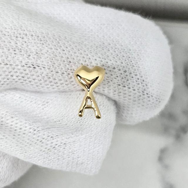 AMI Heart Logo Hammered Brass Earrings Unisex UJW445 361 902
