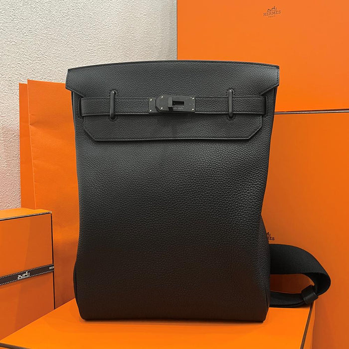 HERMES So Black Togo Leather Herbag Backpack GM Unisex