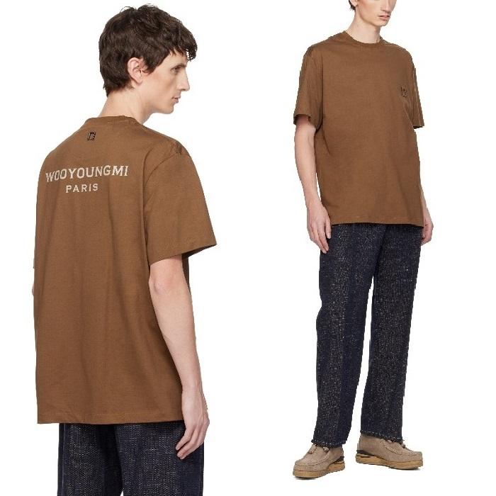 WOOYOUNGMI Brown Cotton Back Logo T-Shirt