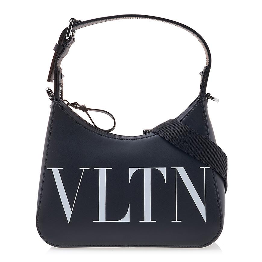 VALENTINO Garavani VLTN Logo Leather Shoulder Bag Black