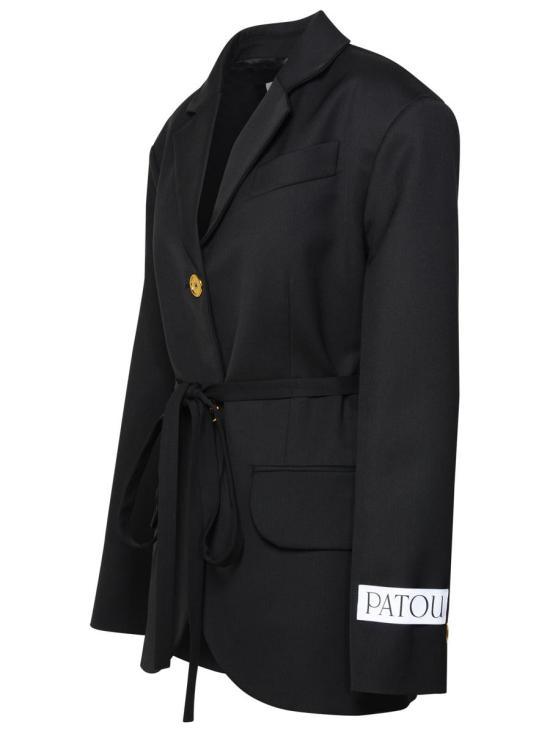 PATOU Technical Wool Belted Jacket Black JA0380103999B