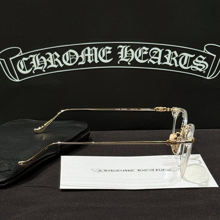 Chrome Hearts Shagas Crystal Gold Plate Eyeglasses