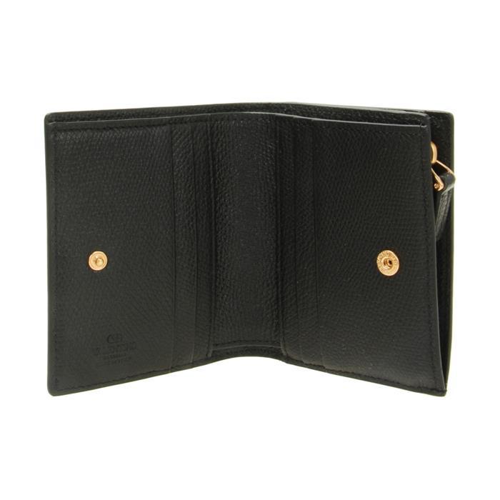 VALENTINO VLogo Signature Black Leather Compact Wallet