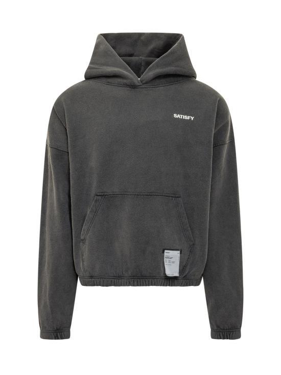SATISFY Softcel Aged Black Hooded T-Shirt