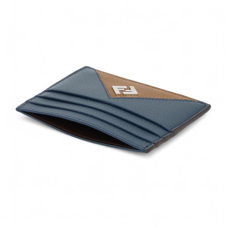 FENDI Blue Calfskin Bifold Cardholder Wallet for Men