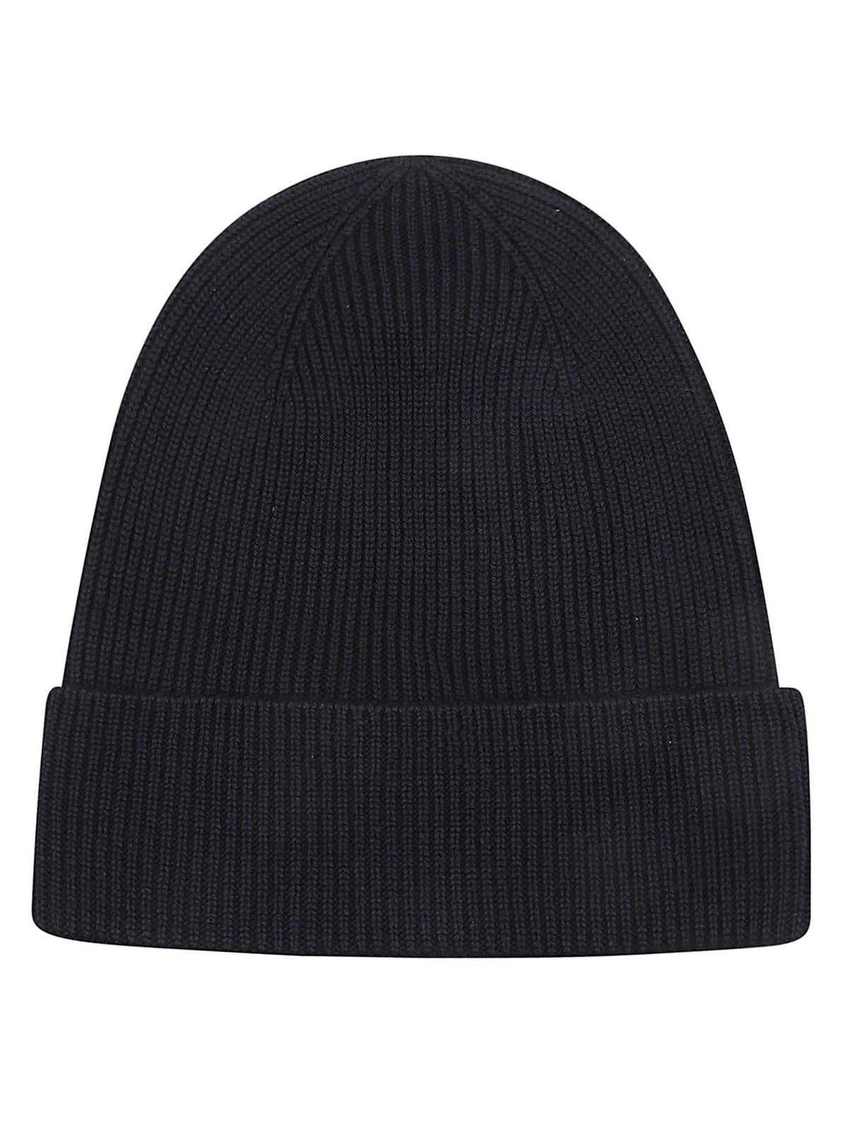 Moncler Rib Knit Wool Beanie Hat Black Men