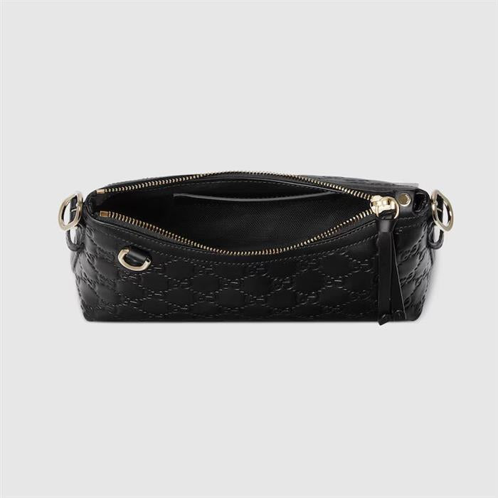 GUCCI Black GG Leather Shoulder Bag