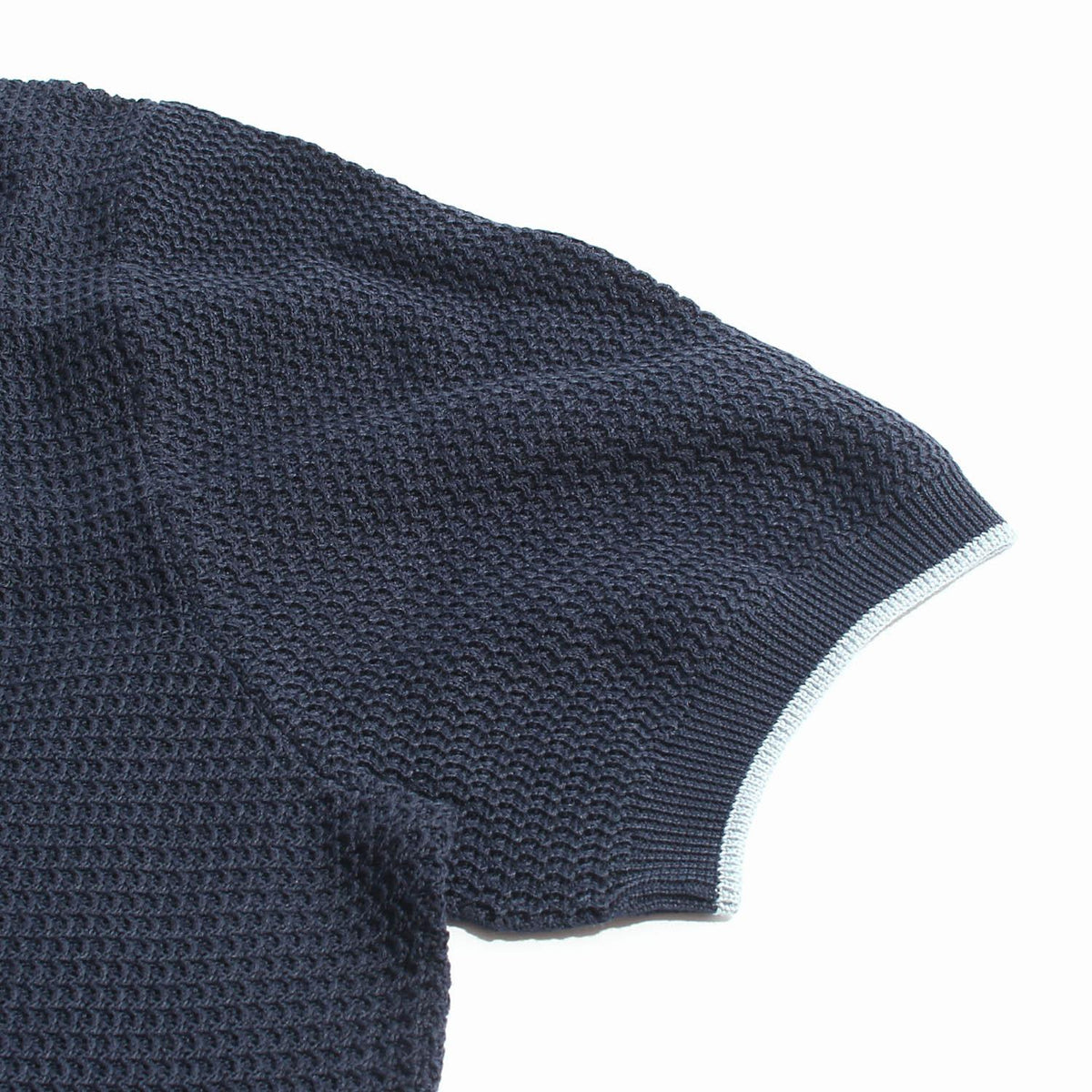 PRADA Navy Silk Cotton Knit Polo Shirt with Embroidered Logo