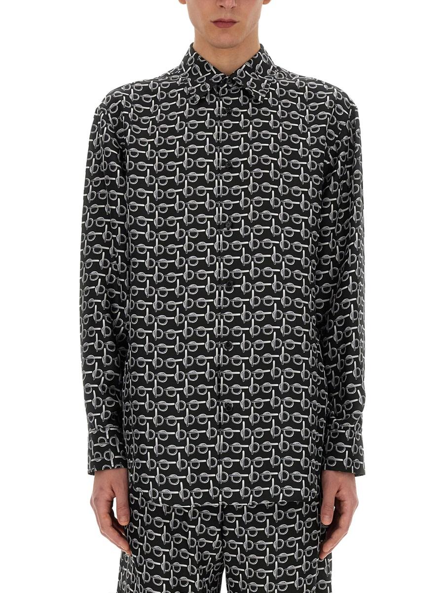 BURBERRY Long Sleeve Cotton Shirt Men’s Black