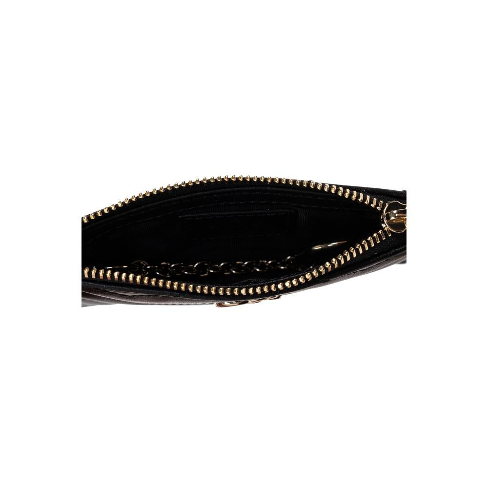 GUCCI GG Marmont Keyring Zip Card Wallet Black Leather