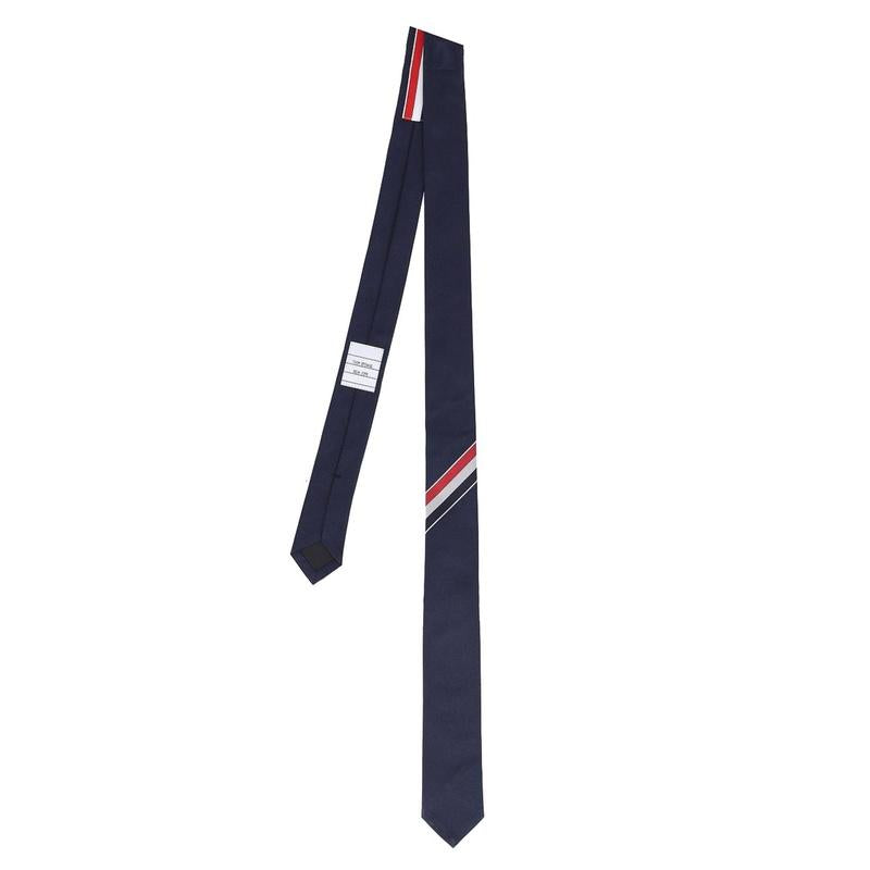THOM BROWNE RWB Stripe Silk Tie Navy