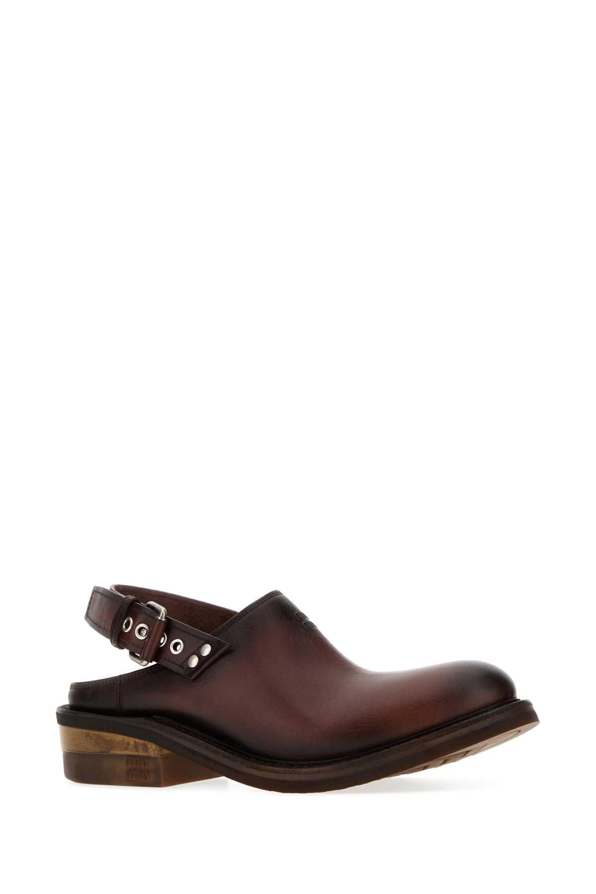 Miu Miu Black Leather Slide Sandals