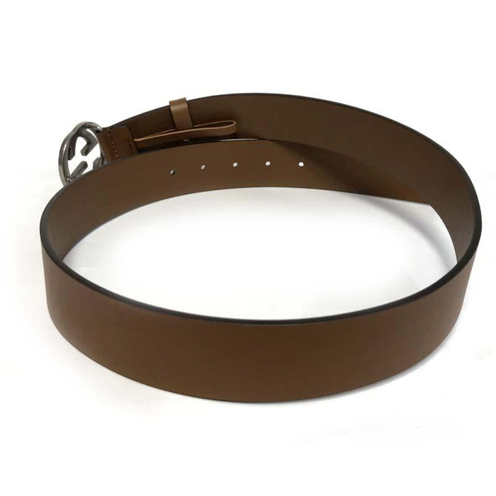 GUCCI Brown Leather Interlocking Logo Men's Belt 546389 BGHON 2535