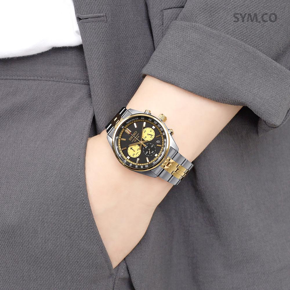 Seiko Gold Panda Chronograph 100m Water Resistant Men’s Metal Watch SSB430 P1
