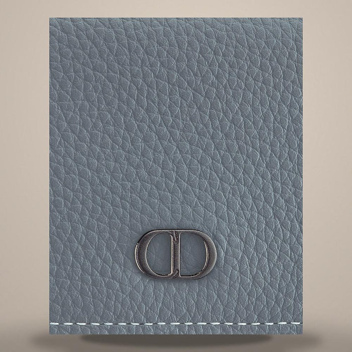 DIOR Deep Gray Grained Calfskin CD Icon Business Card Holder