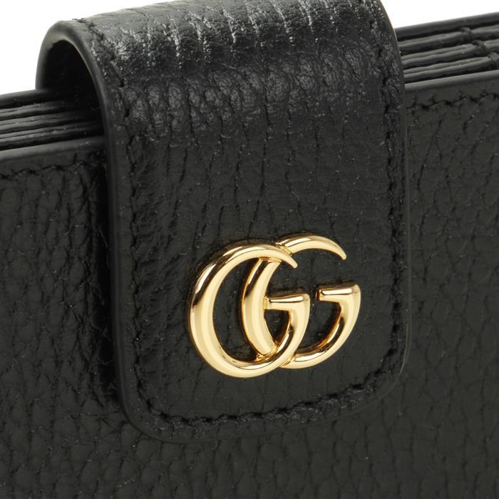 GUCCI GG Marmont Accordion Leather Card Holder Wallet Black