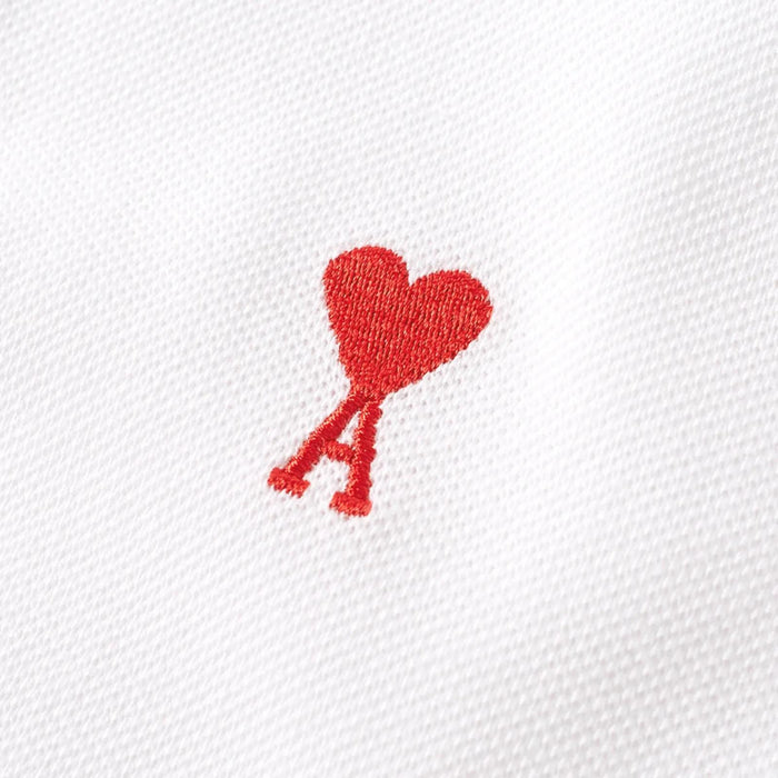 AMI Small Heart Logo White Polo Shirt Unisex