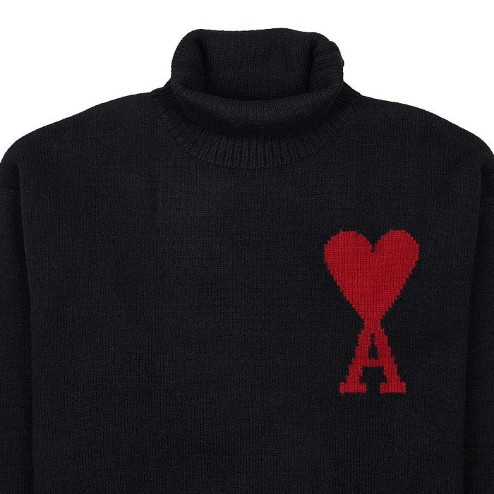 AMI Unisex Big Heart Logo Wool Turtleneck Sweater 018 009