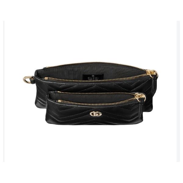 GUCCI Marmont Small Chain Pouch Black Leather Tote Bag