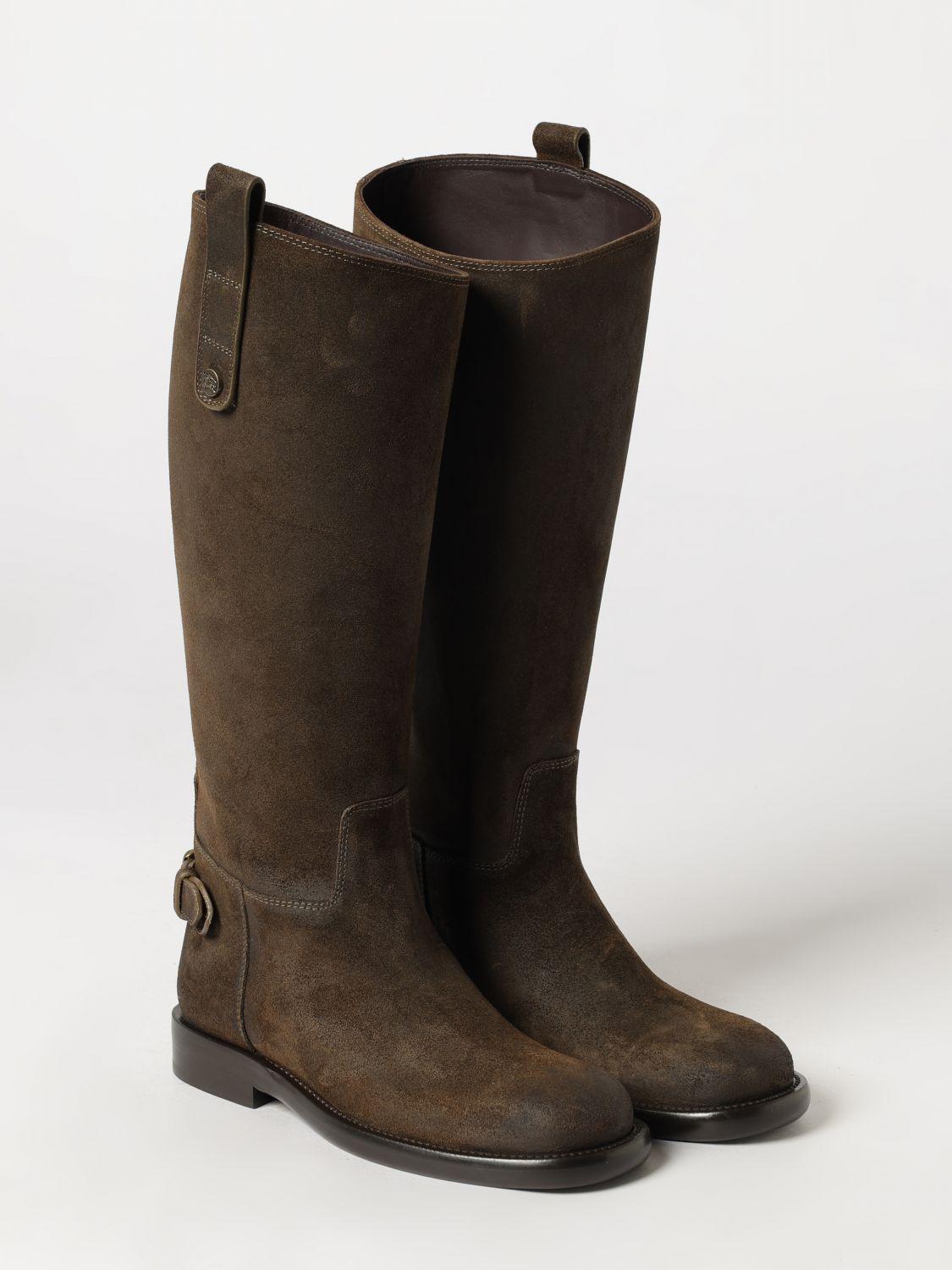 BURBERRY Black Leather Knee-High Boots