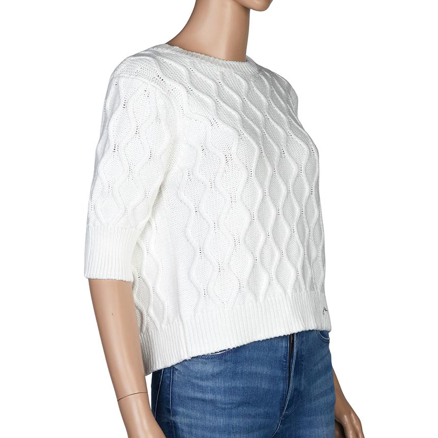 GANNI Short Sleeve Knit Crewneck Sweater