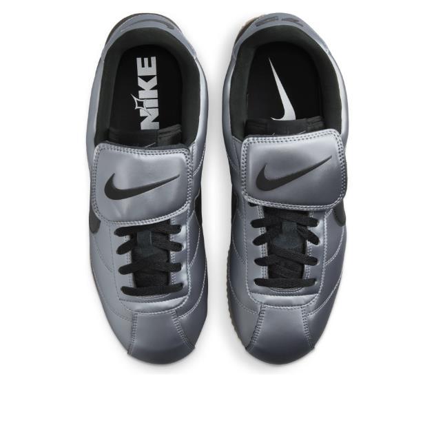 Nike Cortez Leather SE Metallic Cool Gray/Black Low-Top Sneakers