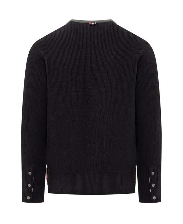 THOM BROWNE Merino Wool 2-in-1 Half 4-Bar Pullover Crewneck Sweater