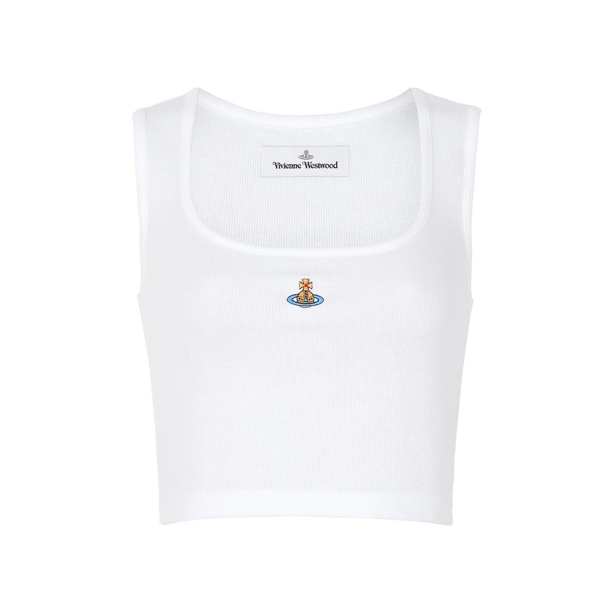 Vivienne Westwood White ORB Logo Cropped Sleeveless T-Shirt