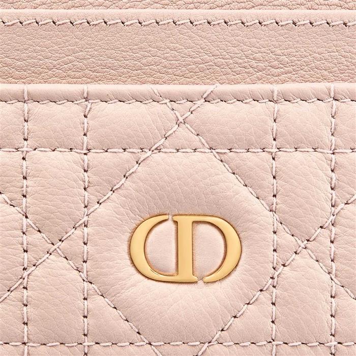 DIOR Caro Freesia Leather Card Holder Wallet