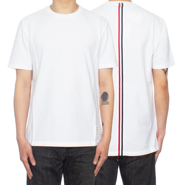 THOM BROWNE Center-Back Stripe Short Sleeve T-Shirt White