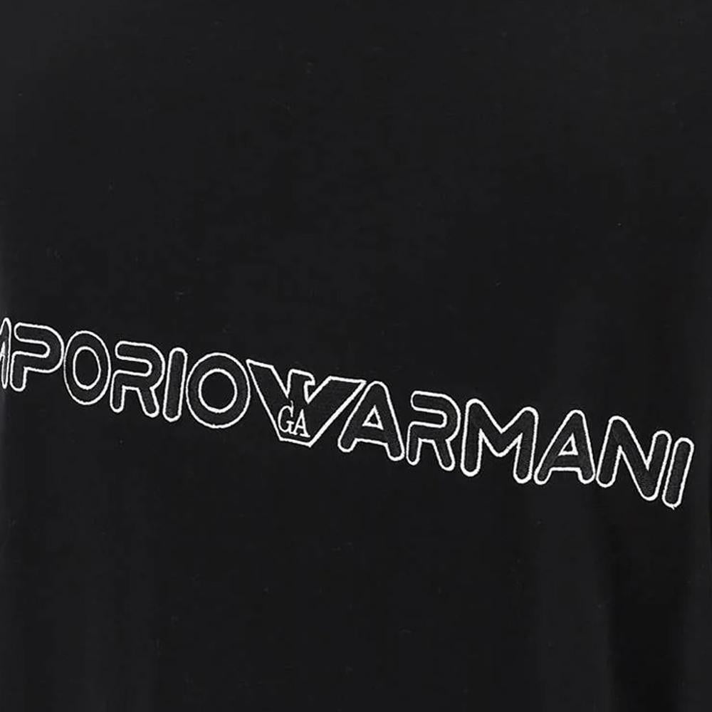 Emporio Armani Logo Embroidered T-Shirt Black Men’s Cotton
