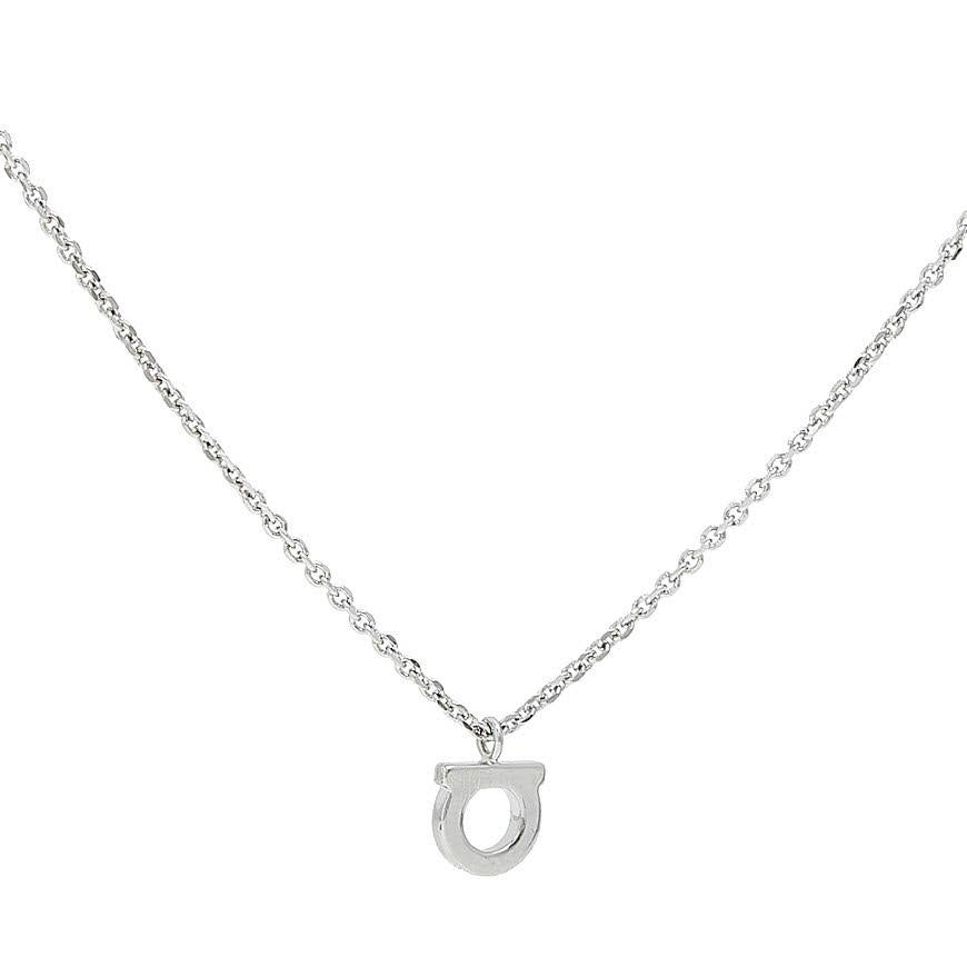 Ferragamo Women’s Crystal Gancini Pendant Necklace Silver Tone 0696655