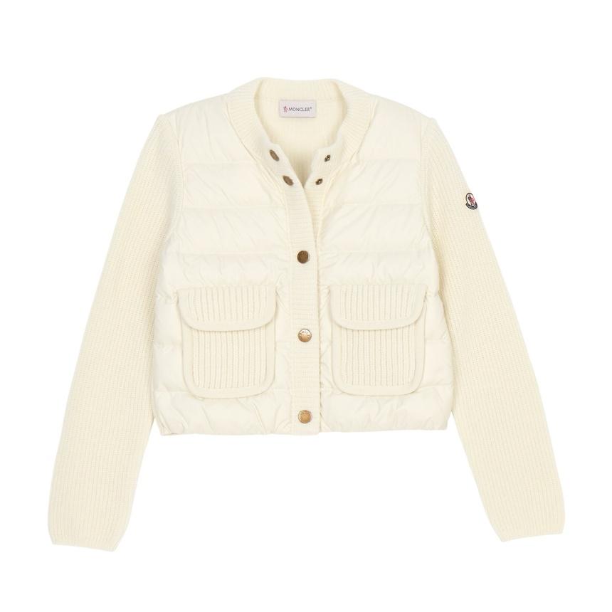 Moncler Kids Padded Cardigan White Women’s Knit Adult Fit