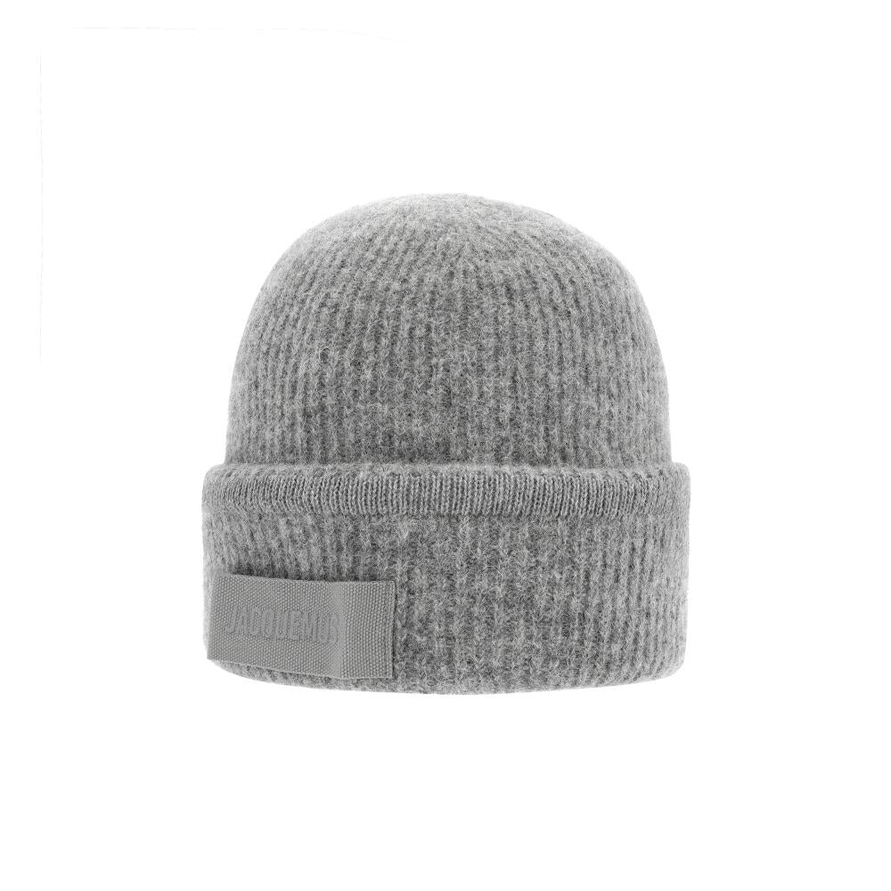 JACQUEMUS Grosgrain Knit Beanie Hat Unisex Black