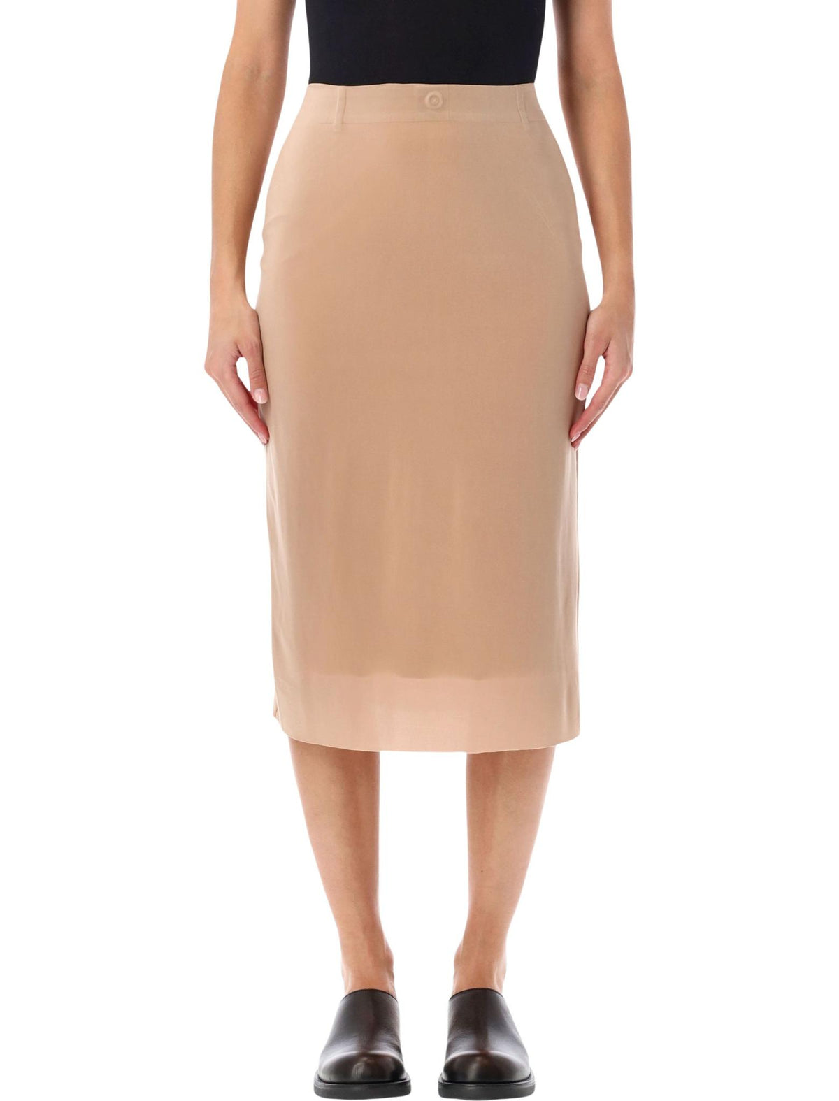 Maison Margiela Black Wool Blend Midi Skirt