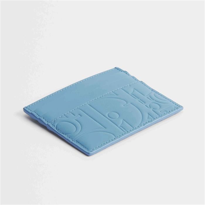 DIOR Blue Calfskin Leather Card Holder Wallet for Men