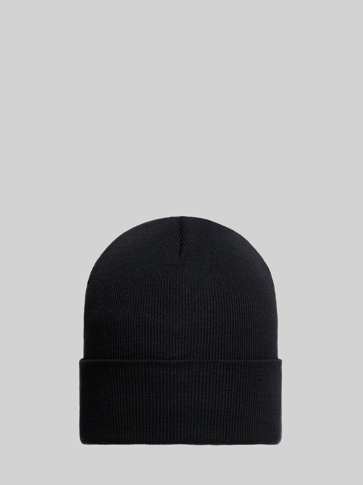 Moncler Black Wool Rib Knit Beanie Hat for Men