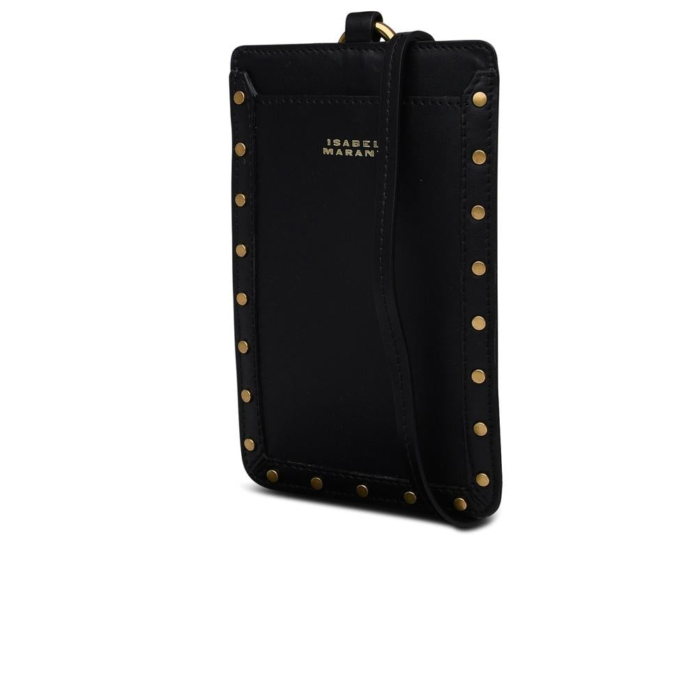 Isabel Marant Tielly Phone Holder Pouch Black Leather