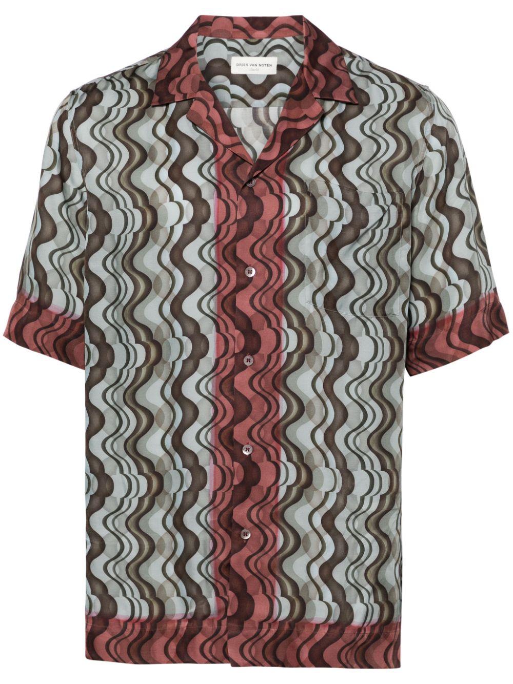 Dries Van Noten Brown Viscose Short Sleeve Shirt 241 020725 8099 703