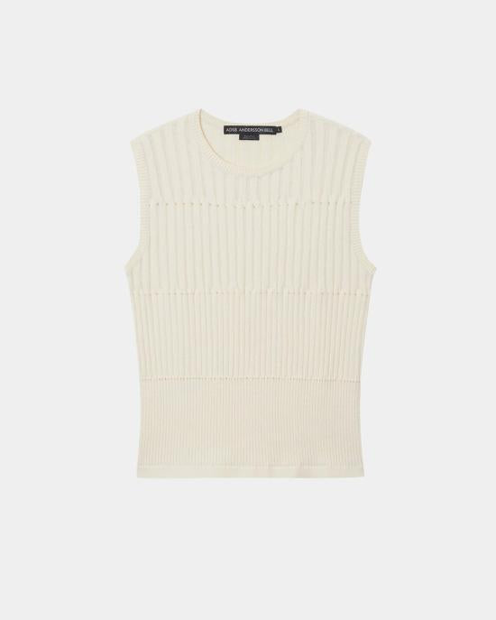 Andersson Bell Ecru Sleeveless Cotton T-Shirt for Men