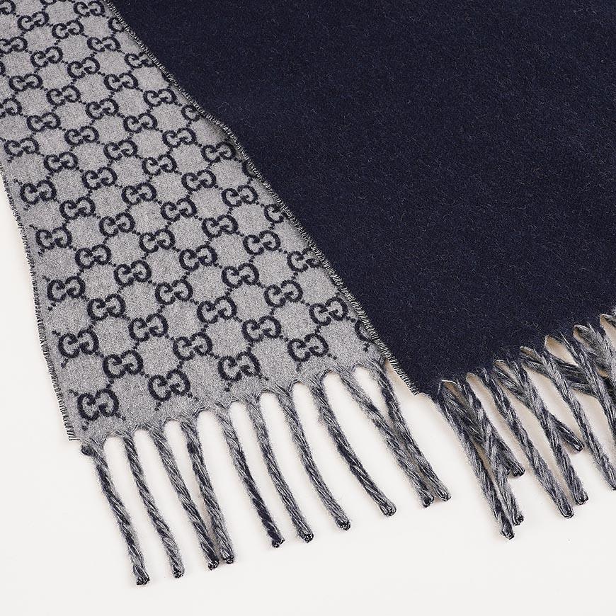 GUCCI Men’s GG Wool Jacquard Scarf Navy