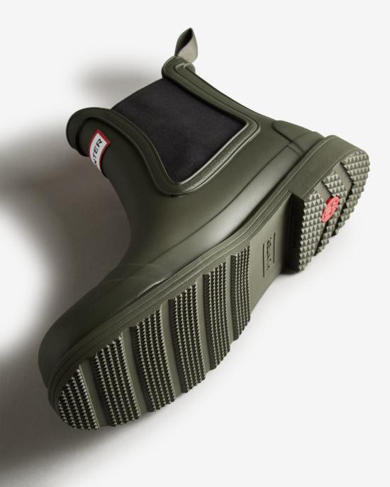 HUNTER Dark Olive Rubber Rain Boots for Men MFS9016 RMADOV