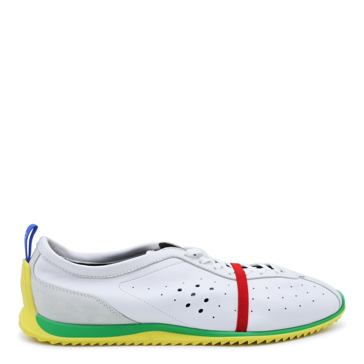 CELINE White Leather Low-Top Sneakers