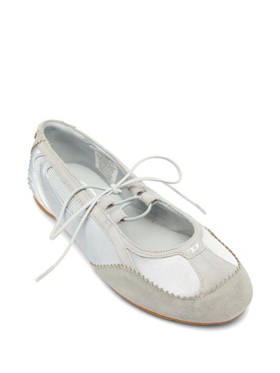DIESEL Light Grey Leather Ballet Flats