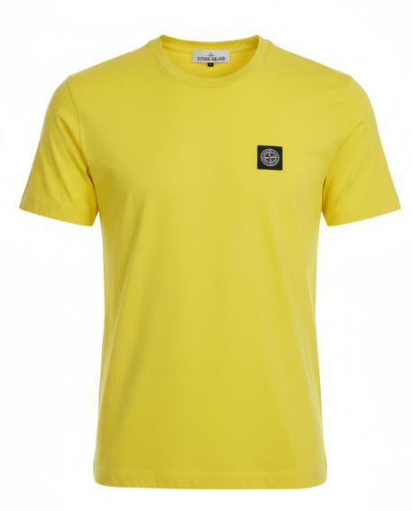 STONE ISLAND Logo Patch Yellow Short Sleeve T-Shirt for Men