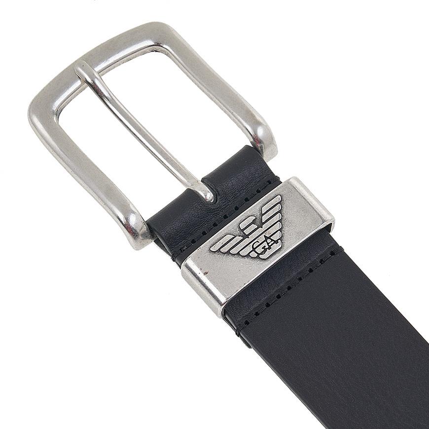 Emporio Armani Men’s Leather Belt with Logo Buckle Black