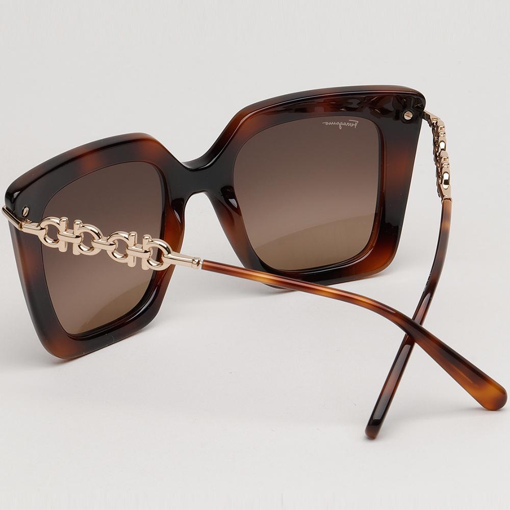 Ferragamo Havana Oversized Acetate Square Sunglasses Unisex SF1041S 238